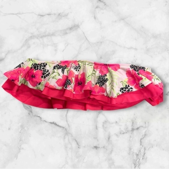 Victorias Secret PINK Hibiscus Leopard Floral Bandeau Strapless Bikini Top Small - Picture 1 of 5